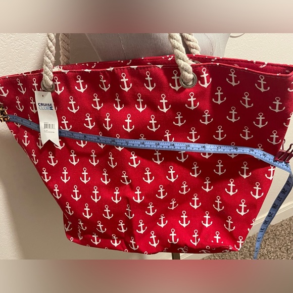 Tote Bag - Large Red Canvas Anchor Bag - Travel / Beach Bag NWT - Picture 4 of 12